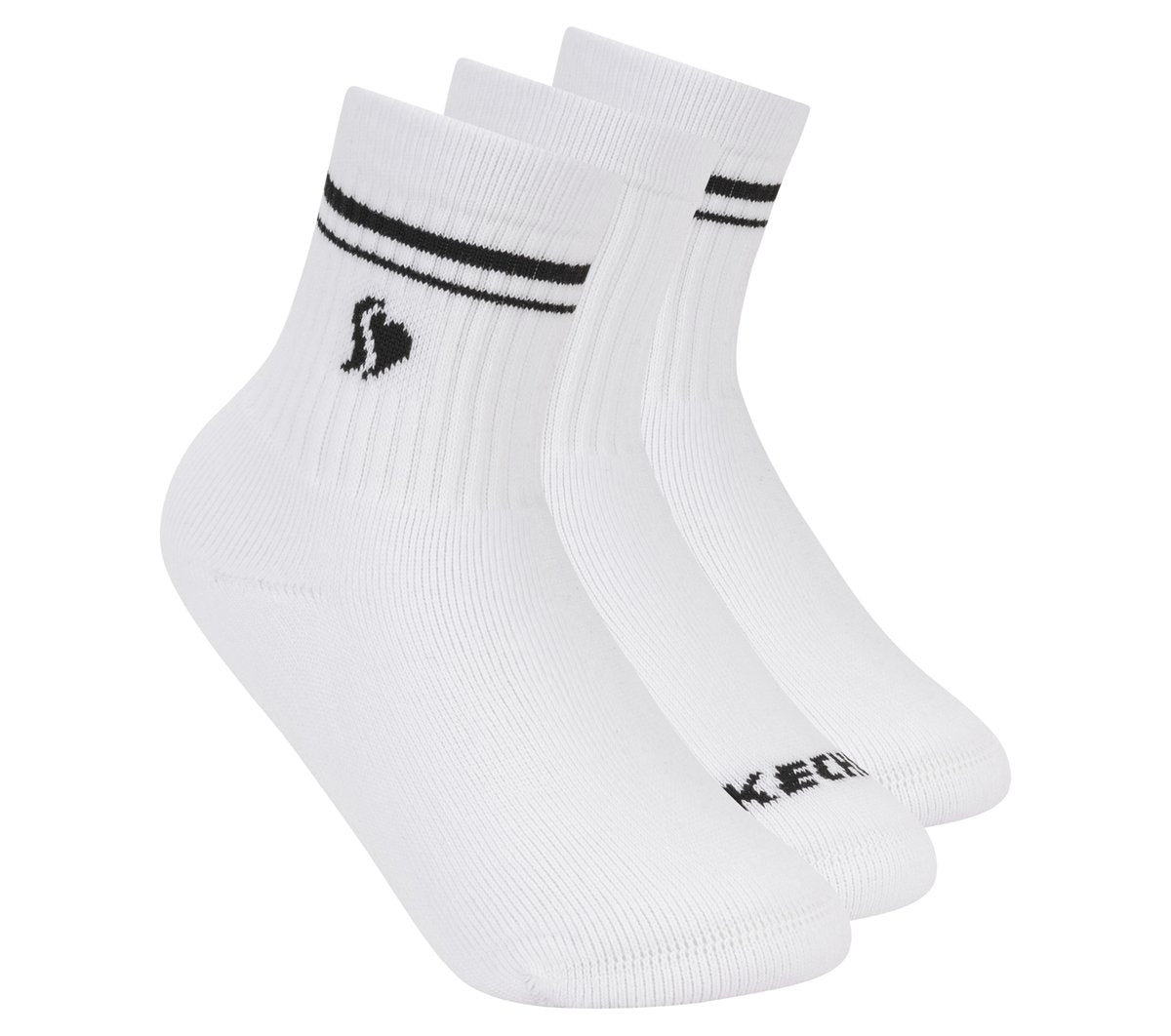 Skechers Kids | 3 Pack Girls' Low Crew Ribbed Socks